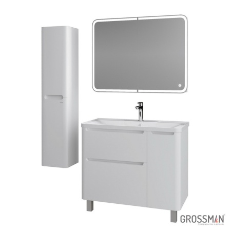 Шкаф-зеркало Grossman АДЕЛЬ-100 см с LED подсветкой