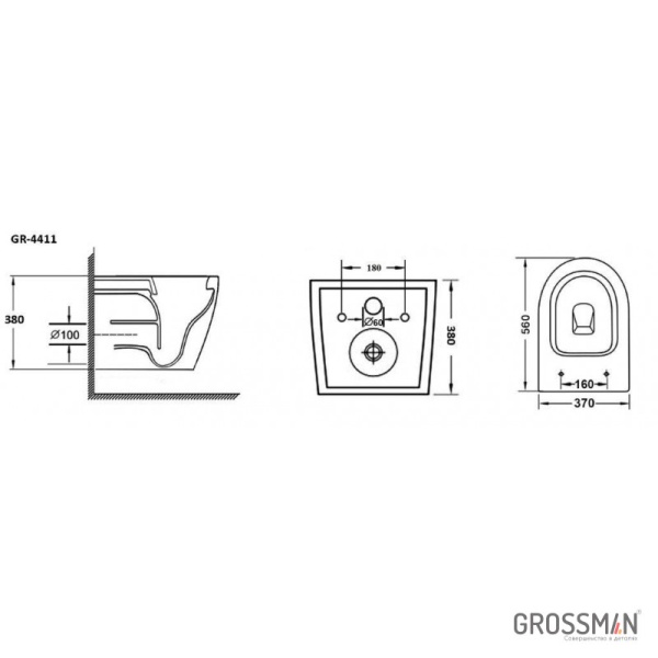 Унитаз подвесной Grossman GR-4411BS черный