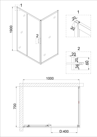 Душевое ограждение Niagara Nova NG-82-10AB-A70B 100x70x195 прямоугольник, дверь раздвижная