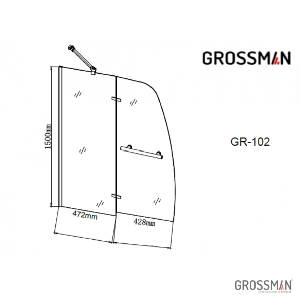 Шторка для ванны Grossman GR-102