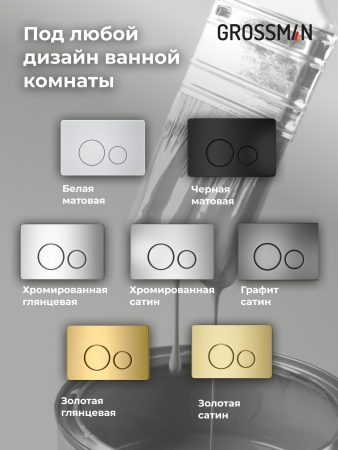 Комплект 3 в 1: Grossman инсталляция 900.K31.01.000+клавиша 700.K31.05.10M.10M хром глянцевый+унитаз GR-4411S