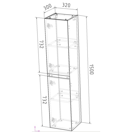 Пенал подвесной "МЕРКАДО-32 см" универсальный, белый матовый