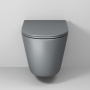 Унитаз подвесной Grossman GR-4477GMSQ (485х360х330) безободковый,смыв торнадо,серый матовый с тонкой крышкой,микролифт,1 место
