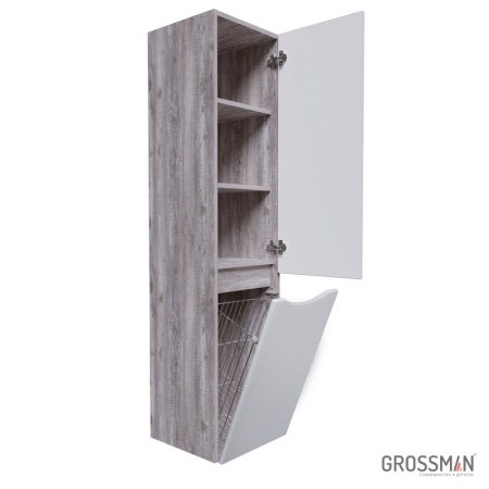 Пенал подвесной Grossman ТАЛИС-35 см бетон пайн/белый глянец