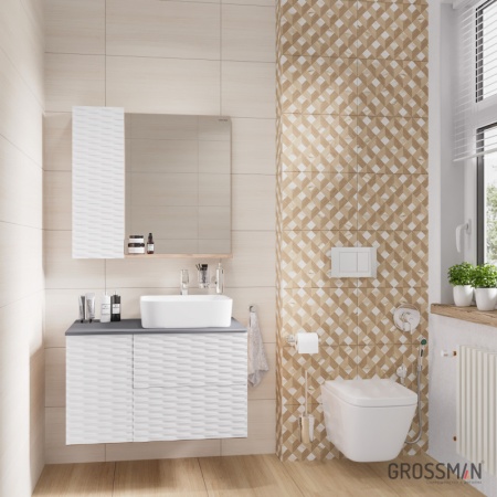 Тумба подвесная Grossman АЛЬБА-80 см с 2-я ящиками веллингтон/белая