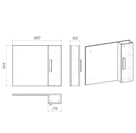 Шкаф-зеркало "НЕО-80 см" универсал. белый