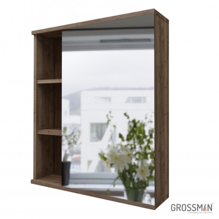 Шкаф-зеркало Grossman ФОРТА-60 см темный дуб галифакс