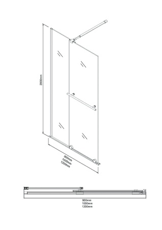 Душевая перегородка Niagara Nova NG-671-90BLACK (90х200) черный матовый,раздвижная,стекло прозрачное,1 место