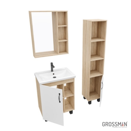 Пенал напольный Grossman ФЛАЙ-30 см дуб сонома/белая