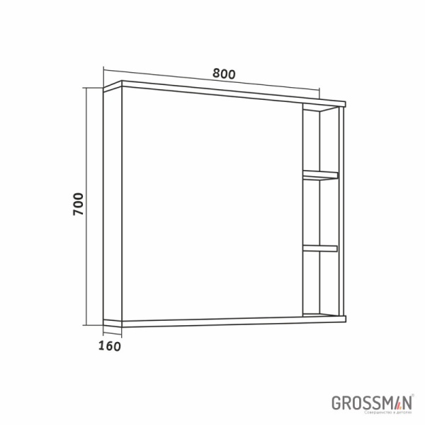 Шкаф-зеркало Grossman ФОРТА-80 см дуб галифакс