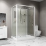 Душевая кабина Niagara Standart ST100/80/15Q/BK (100х80х200) прямоугольник,поддон 15см,распашная,проф.белый,без крыши,3 места