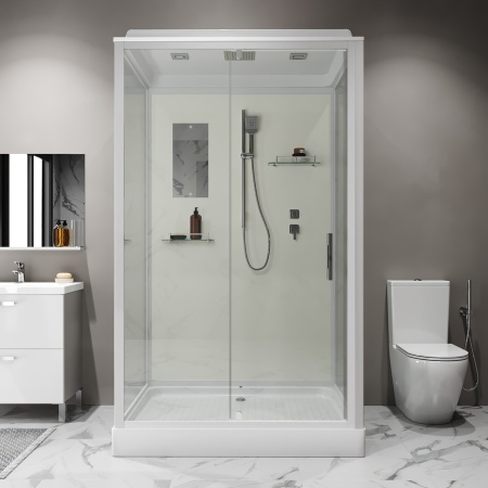 Душевая кабина Niagara Standart ST120/90/15Q (120х90х215) прямоугольник,поддон 15см,распашная,проф.белый,3 места