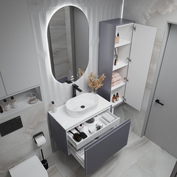 Пенал подвесной "КРИСТАЛЛ-35 см" универсальный графит матовый