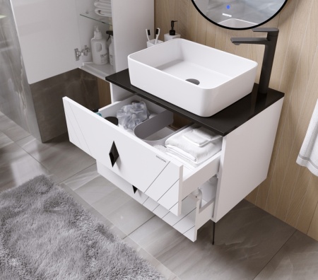 Тумба подвесная "ВИВА-70 см" с 2-я ящиками белый глянец (ум.GR-3016)