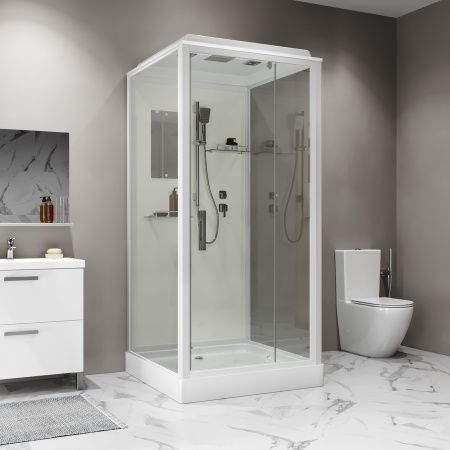 Душевая кабина Niagara Standart ST100/15Q (100х100х215) квадрат,поддон 15см,распашная,проф.белый,3 места