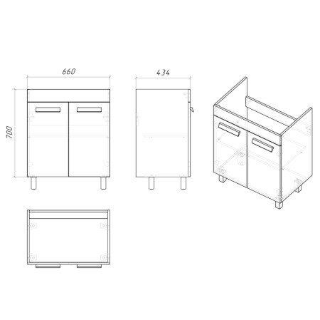 Тумба напольная "НЕО-70 см" в краске, белая (ум.Фостер-70)
