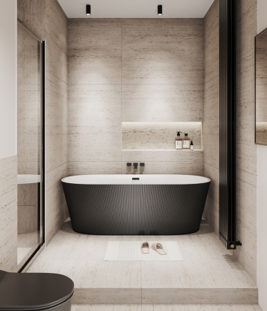 Ванна отдельностоящая Grossman Forta GR-27021MB (170х75х58) цвет черный/белый матовый,1 место