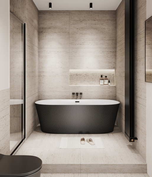 Ванна отдельностоящая Grossman Forta GR-27021MB (170х75х58) цвет черный/белый матовый,1 место