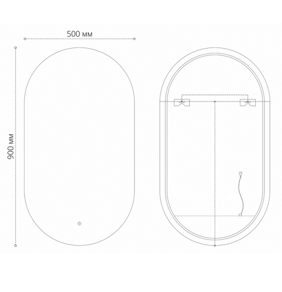 Зеркало NERO-промо BLACK (500*900*45) LED с сенсорным выключателем