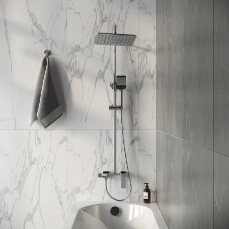 Душевая стойка Grossman Style 500.K35.05.100 с верхним душем,ручной лейкой и смесителем,хром глянцевый,1 место
