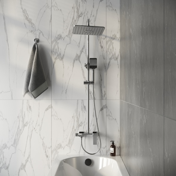 Душевая стойка Grossman Style 500.K35.05.100 с верхним душем,ручной лейкой и смесителем,хром глянцевый,1 место