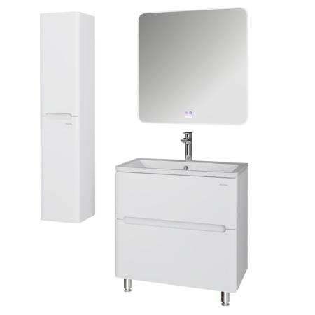 Тумба подвесная "АДЕЛЬ-НОРМА-80 см" с 2-я ящ. белый глянец (ум. Aдель-80)