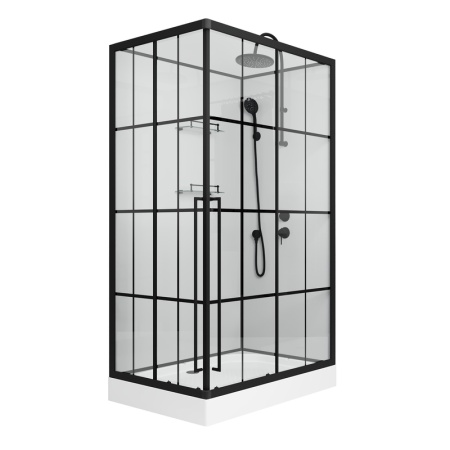 Душевая кабина Niagara Standart ST120/80/15QR/KL/BKT (120х80х225) поддон низкий(15см),черный,стекло прозрачное,3 места