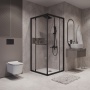 Душевое ограждение Niagara Nova NG-6833-34ВLACK (90х90х195) квадрат,черный матовый,двери раздвижные,стекло прозрачное,1 место