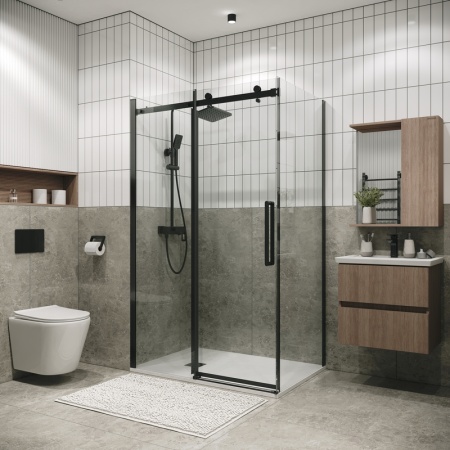 Душевое ограждение Grossman Classic 100.K33.04.110.42.00-200.K33.04.80.42.00 (110х80х195) раздвижная,графит сатин,стекло прозрачное,2 места