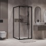 Душевое ограждение Niagara Nova NG-6833-34ВLACK (90х90х195) квадрат,черный матовый,двери раздвижные,стекло прозрачное,1 место