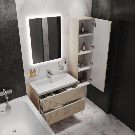 Тумба подвесная "ЛУКСОР-70 см" с 2-я ящ. беж. матовая (ум. Блисс-70 см.)