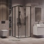 Душевое ограждение Grossman Cosmo 300.K33.02.9090.21.00 (90х90х195) квадрат,раздвижная,черный матовый,стекло прозрачное, 1 место