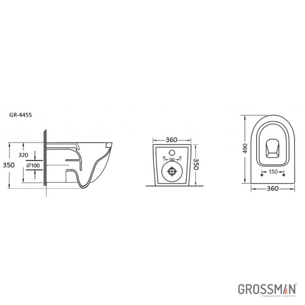 Унитаз подвесной Grossman GR-4455MS матовый