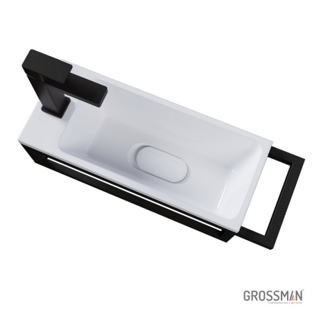 Консоль подвесная Grossman МЕТРИС-50 см черная с правым полотенцедержателем