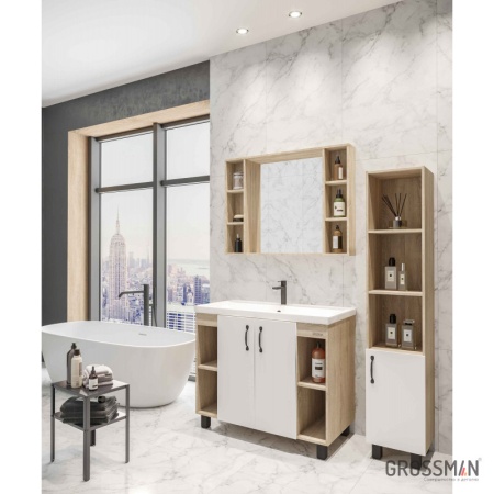 Тумба напольная Grossman ФЛАЙ-100 см дуб сонома/белая