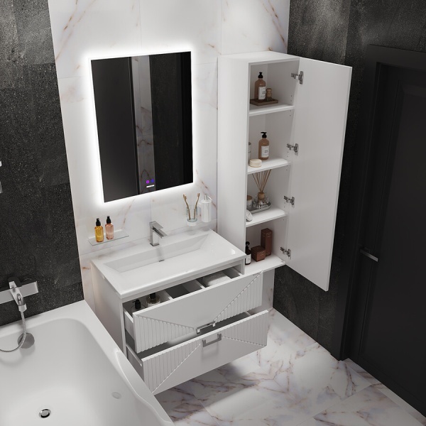 Тумба подвесная "ЛУКСОР-100 см" с 2-я ящ. белая матовая (ум. Блисс-100 см.)