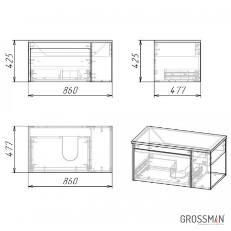 Тумба подвесная Grossman ТЕНЗА-85 см веллингтон