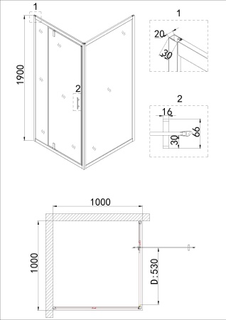 Душевое ограждение Niagara Nova NG-63-10A-A100 100x100x195 квадрат, дверь распашная