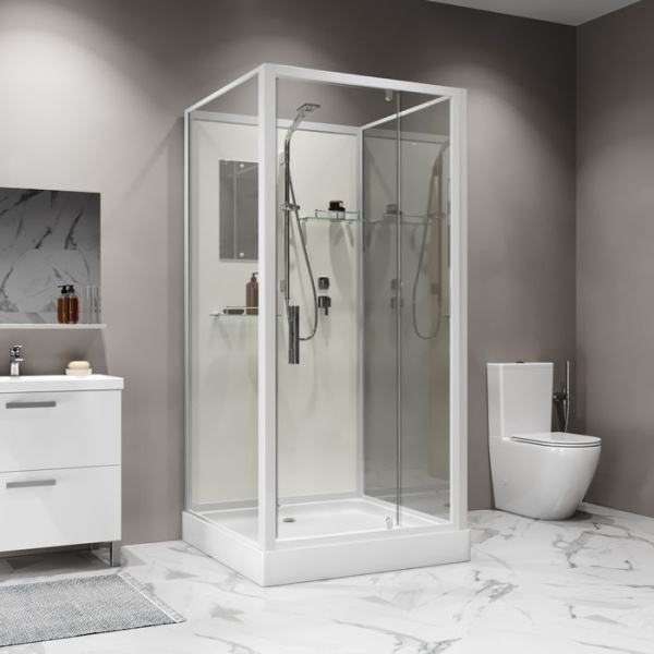 Душевая кабина Niagara Standart ST80/15Q/BK (80х80х200) квадрат,поддон 15см,распашная,проф.белый,без крыши,3 места