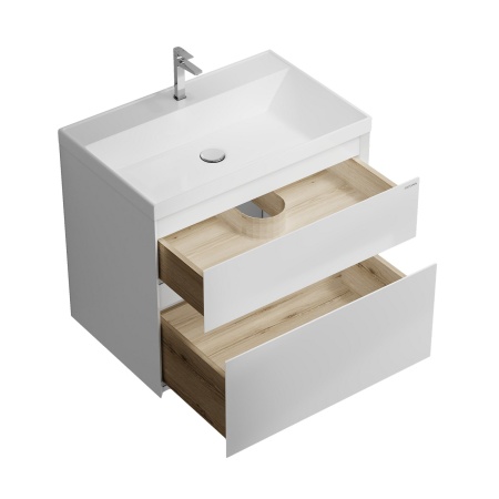 Тумба подвесная "МЕРКАДО-70 см" с 2-я ящ. белая матовая (ум. Classica-70)