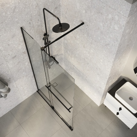Душевая перегородка Niagara Nova NG-671-12BLACK (120х200) черный матовый,раздвижная,стекло прозрачное,1 место
