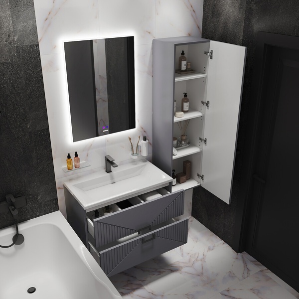 Пенал подвесной "ЛУКСОР-35 см" универсальный, графит матовый