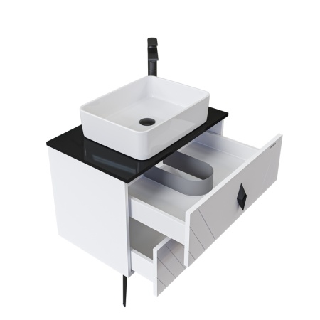 Тумба подвесная "ВИВА-70 см" с 2-я ящиками белый глянец (ум.GR-3016)