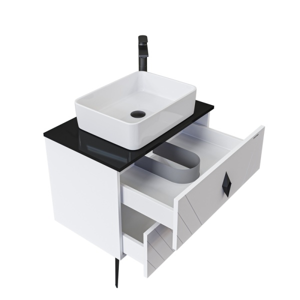 Тумба подвесная "ВИВА-70 см" с 2-я ящиками белый глянец (ум.GR-3016)