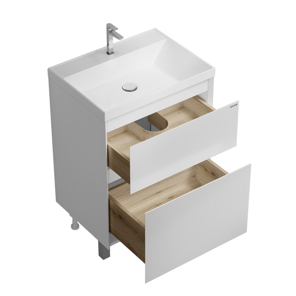 Тумба напольная "МЕРКАДО-60 см" с 2-я ящ. белая матовая (ум. Classica-60)