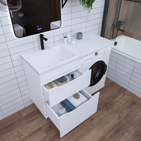 Тумба напольная "ВИЛАР-60" под стиральную машину с 2-я ящ. белая (ум. Камилла-120)