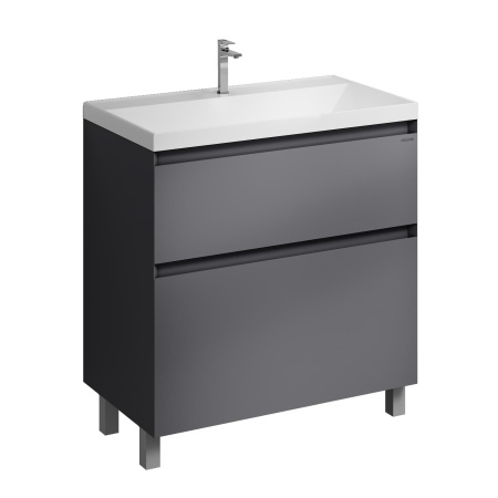 Тумба напольная "МЕРКАДО-80 см" с 2-я ящ. графит матовая (ум. Classica-80)