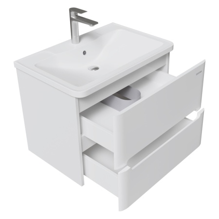 Тумба подвесная "АДЕЛЬ-НОРМА-70 см" с 2-я ящ. белый глянец (ум. Aдель-70)