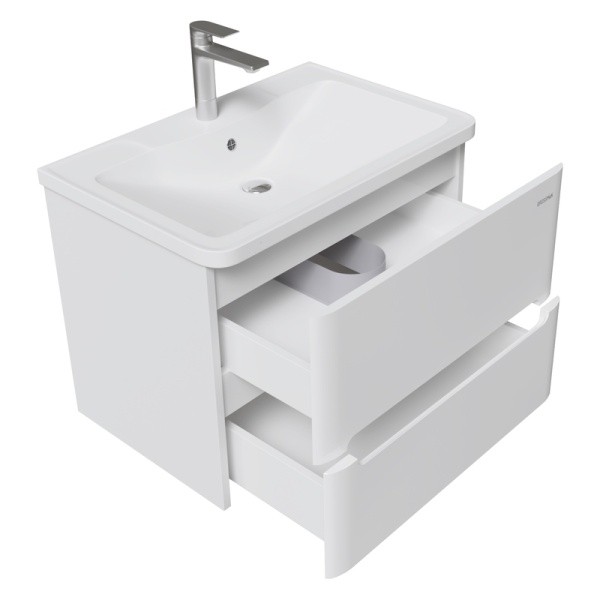 Тумба подвесная "АДЕЛЬ-НОРМА-70 см" с 2-я ящ. белый глянец (ум. Aдель-70)