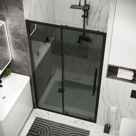 Дверь в нишу Grossman Cosmo 100.K33.02.120.21.10 (120х195) черный матовый,стекло тонированное,раздвижная, 1 место